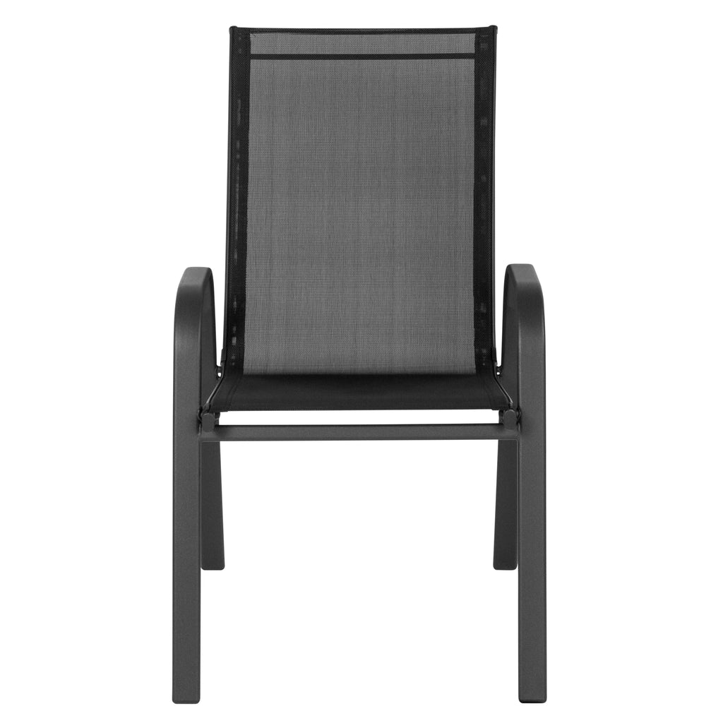 Black Stackable Patio Chairs, Set of 5 D4643