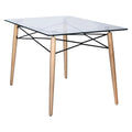 4Ft Rectangle Glass Top Dining Table with Wood Base G81418