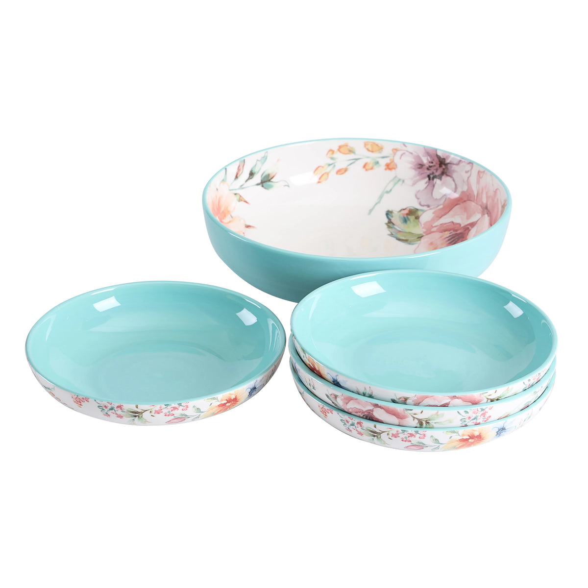 Ceramic Pasta Bowl Set of 5, Microwave & Dishwasher Safe O327