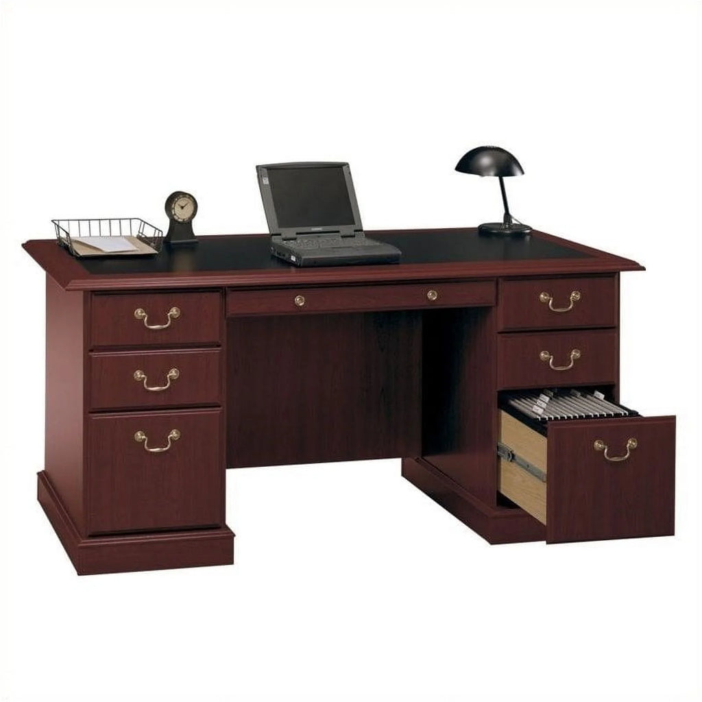 Cherry Wood Executive Desk with 3 File Drawers N6161