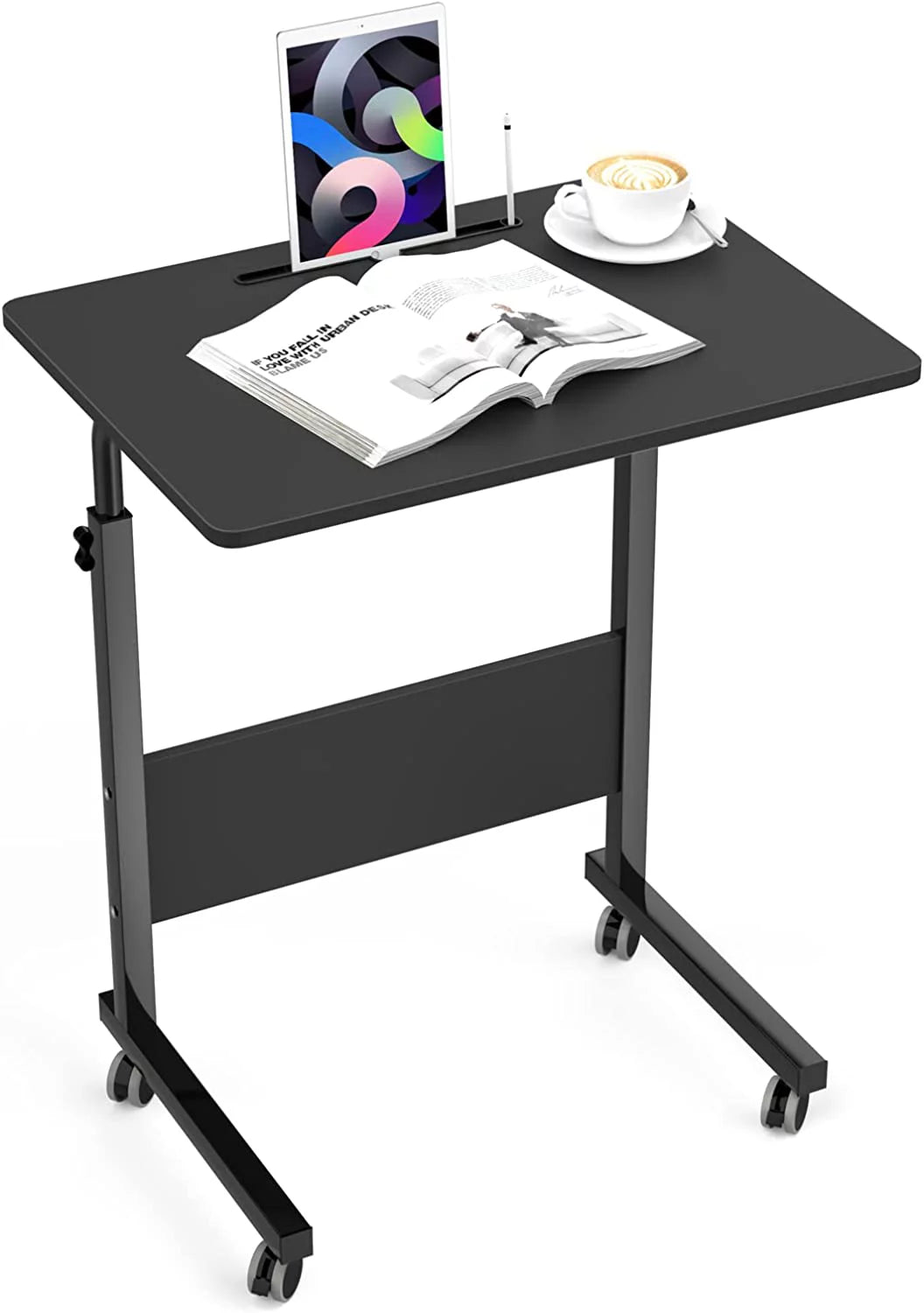 C-Shaped Side End Table with Wheels Y730473