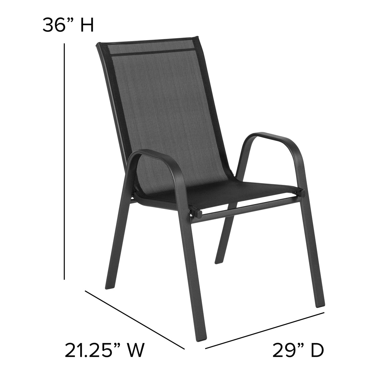 Black Stackable Patio Chairs, Set of 5 D4643