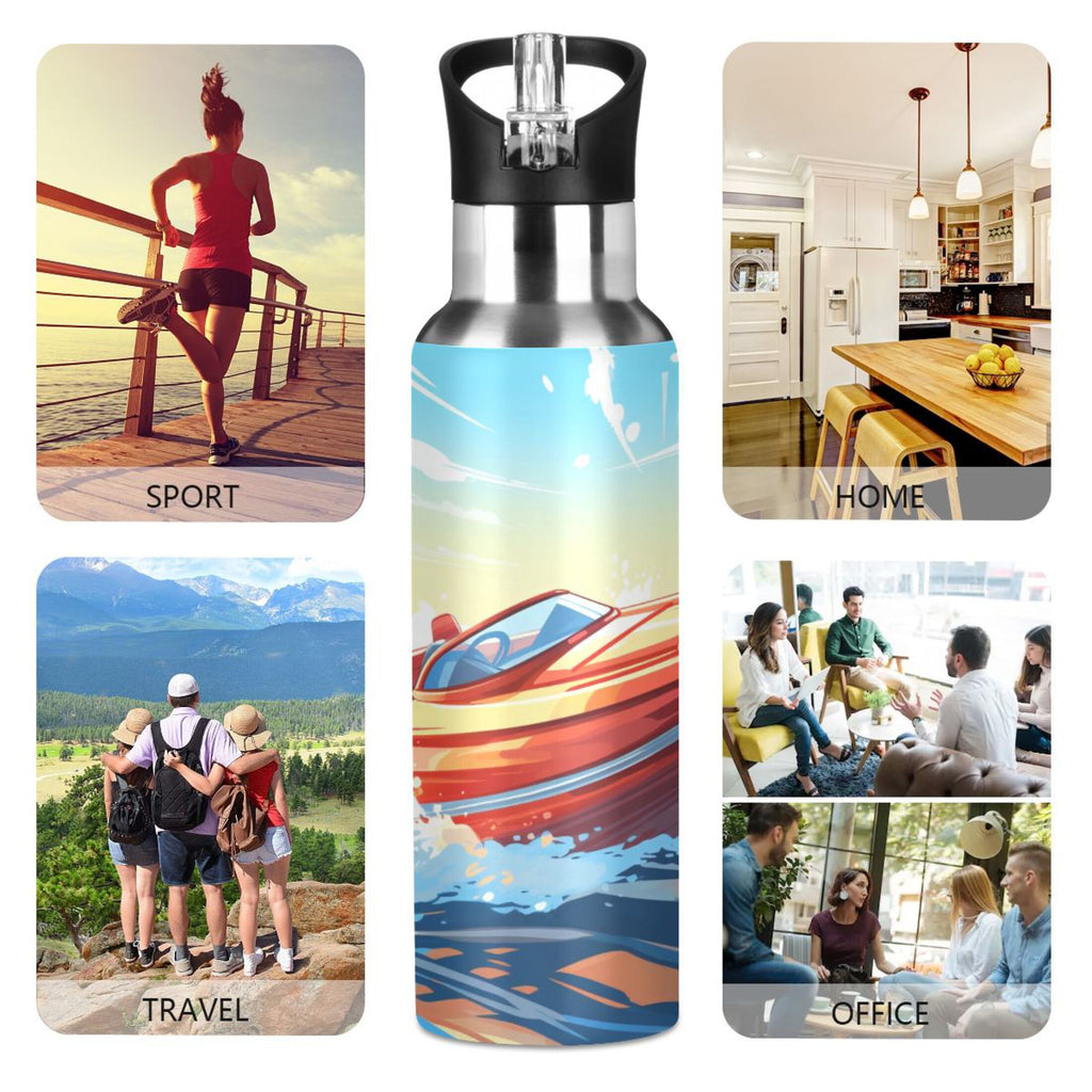 20 oz Insulated Stainless Steel Water Bottle with Straw Lid B43189