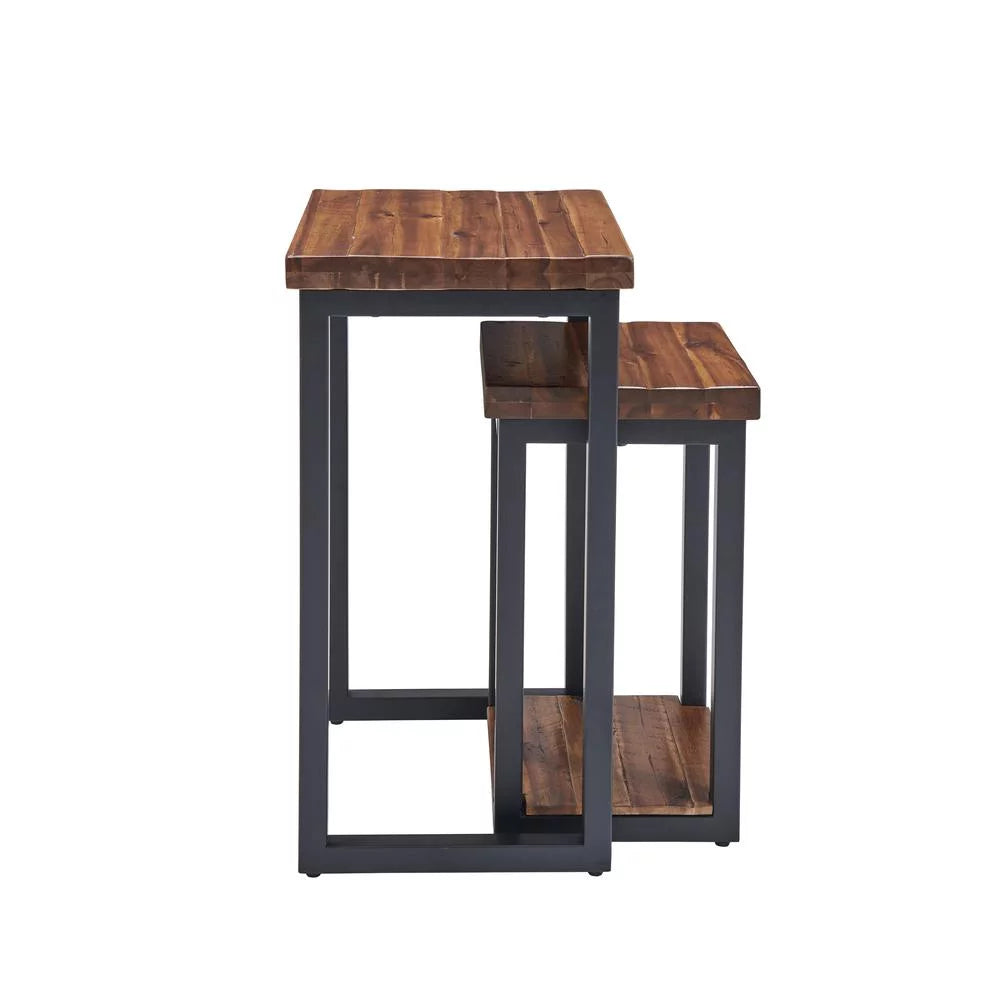 Rustic Wood Nesting End Tables Set of Two W985
