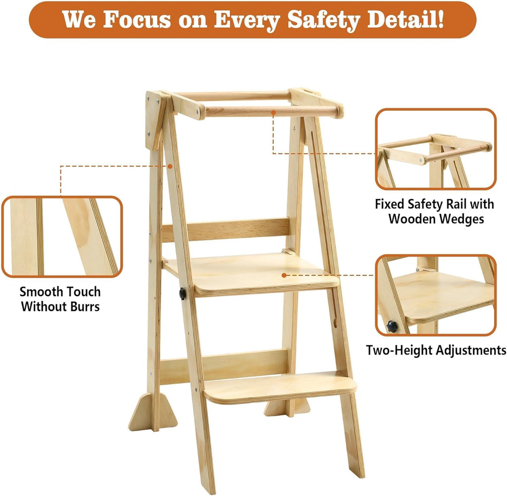 Folding Wooden Toddler Step Stool V450