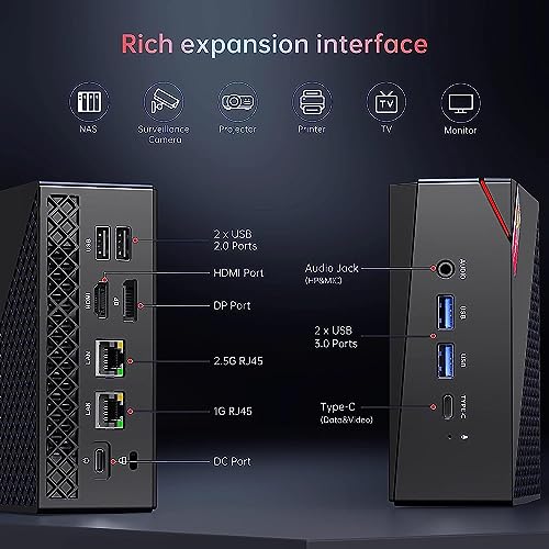 Mini Gaming PC AMD Ryzen 7 5800U 16GB DDR4 RAM 512GB SSD Wind 11 Pro 8 Cores 16 Threads Mini Computers 4K Triple Display Mini Desktop Bluetooth WiFi 6 C99856