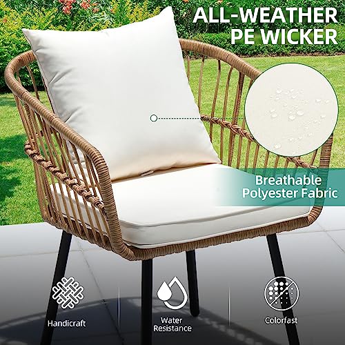 5-Piece Outdoor Wicker Patio Bistro Set with Footrest and Coffee Table Black F9979
