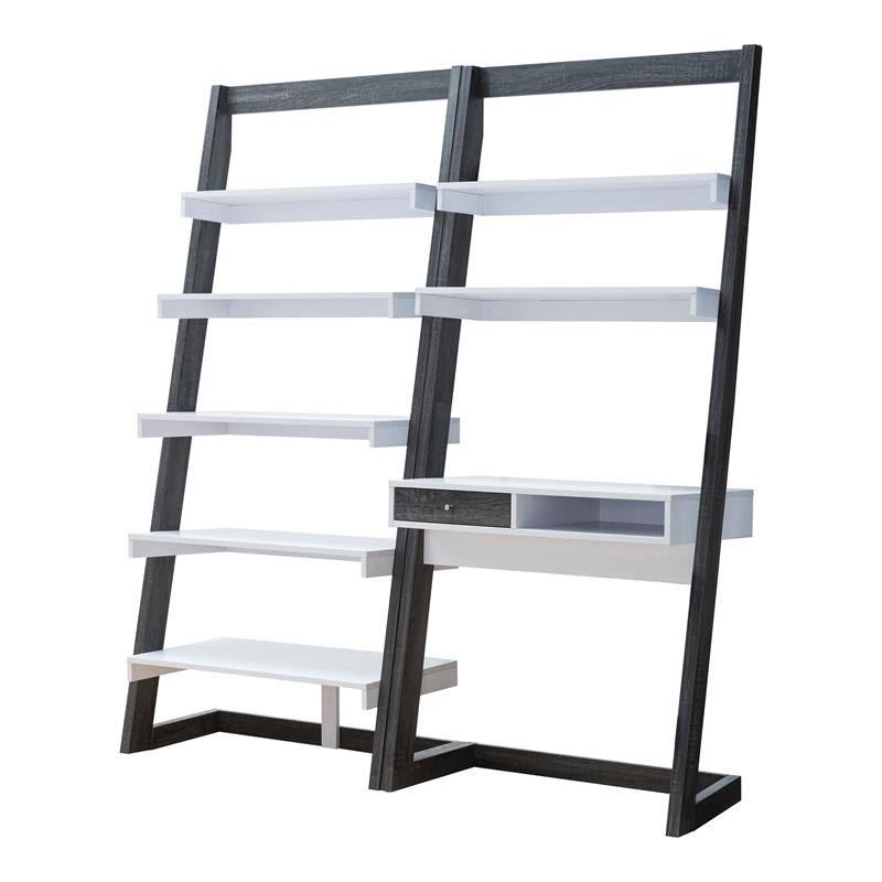 Gray and White Wood Desk and Bookcase Set H514