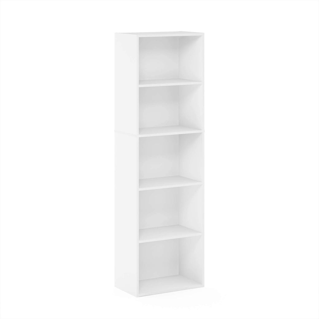 5-Tier Reversible White Open Shelf Bookcase T11429