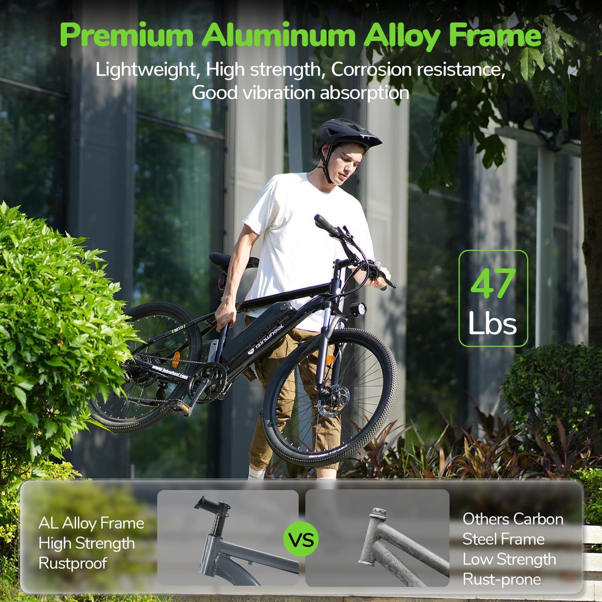 26" Electric Mountain Bike with 500W Brushless Motor and Removable Battery A8332