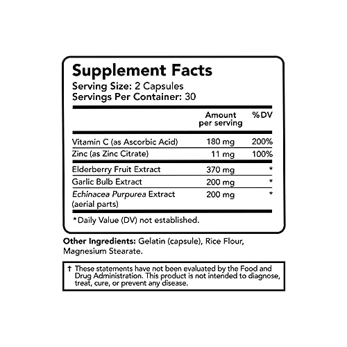 Organic Elderberry Capsules with Vitamin C and Zinc - 60 Capsules P529