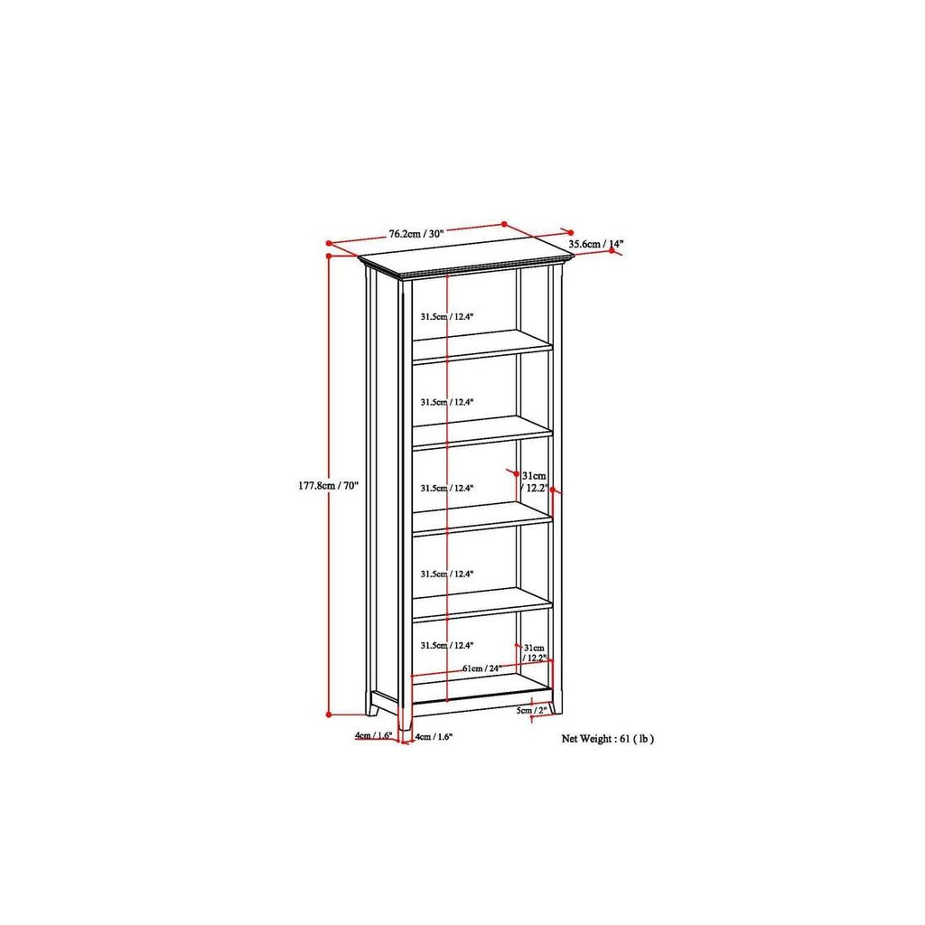 Black Solid Wood 5 Shelf Bookcase T266074