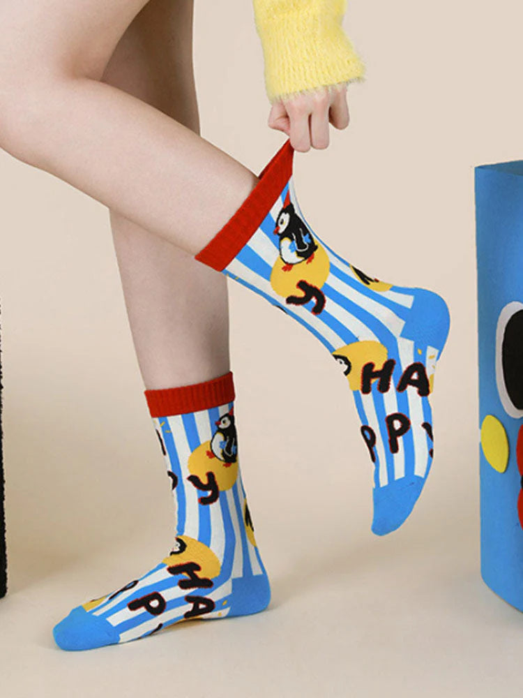 Cute Cartoon Penguin Polka Dot Socks V3157