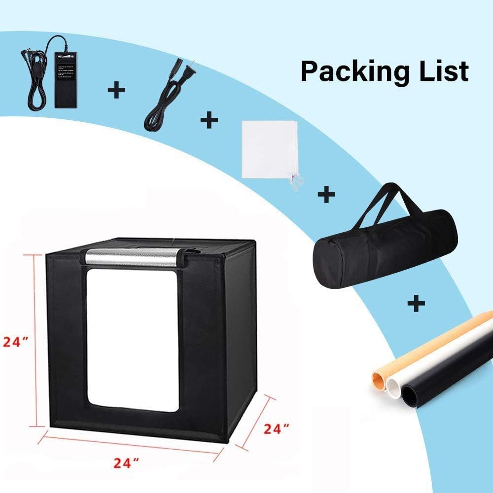 Portable Foldable 24 x 24 Inch Photo Studio Light Box Kit with LED Lights and 3 Color Backdrops P279133
