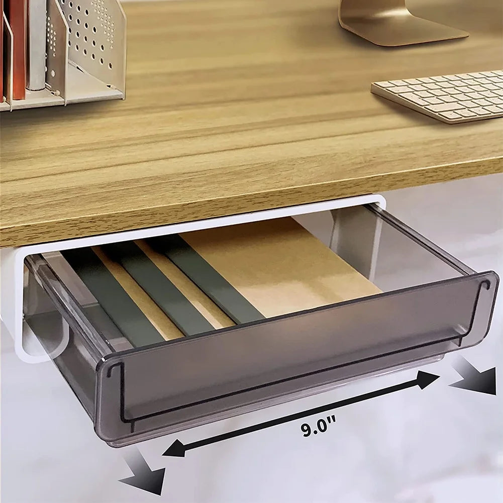 Adhesive 9 Inch Pull Out Under Desk Drawer W8324