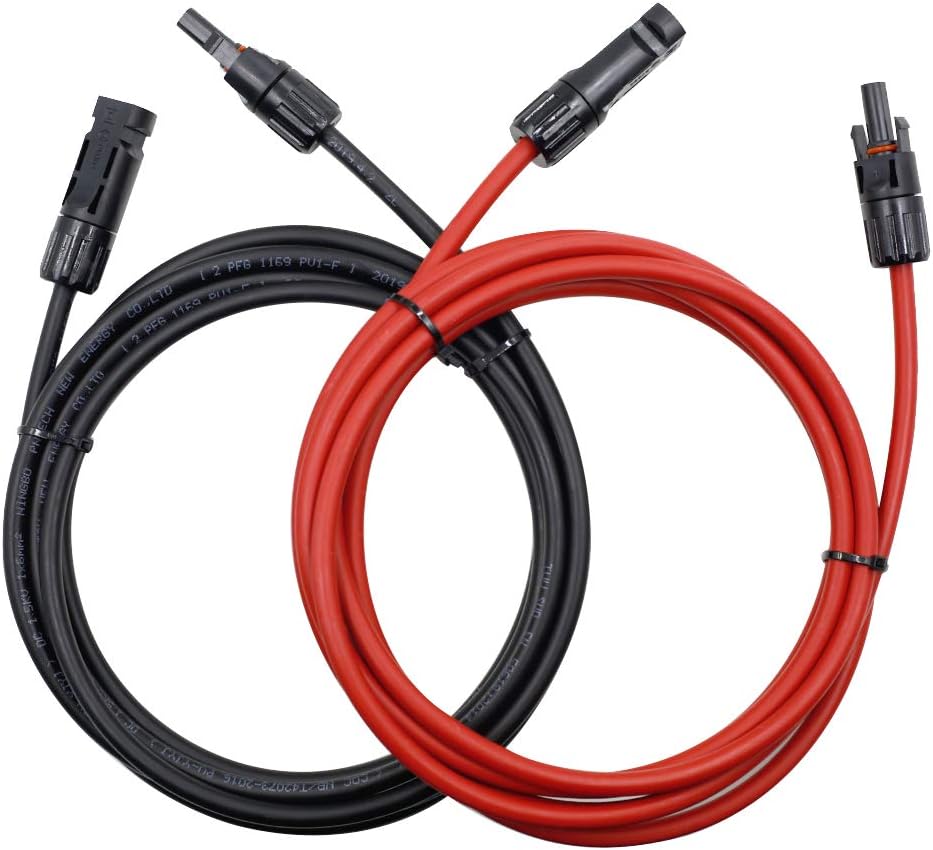 30FT Black Red 10AWG Solar Panel Extension Cable Set of 2 N3187