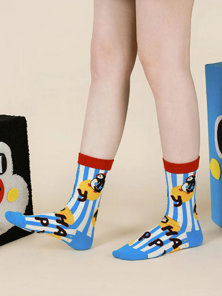Cute Cartoon Penguin Polka Dot Socks V3157