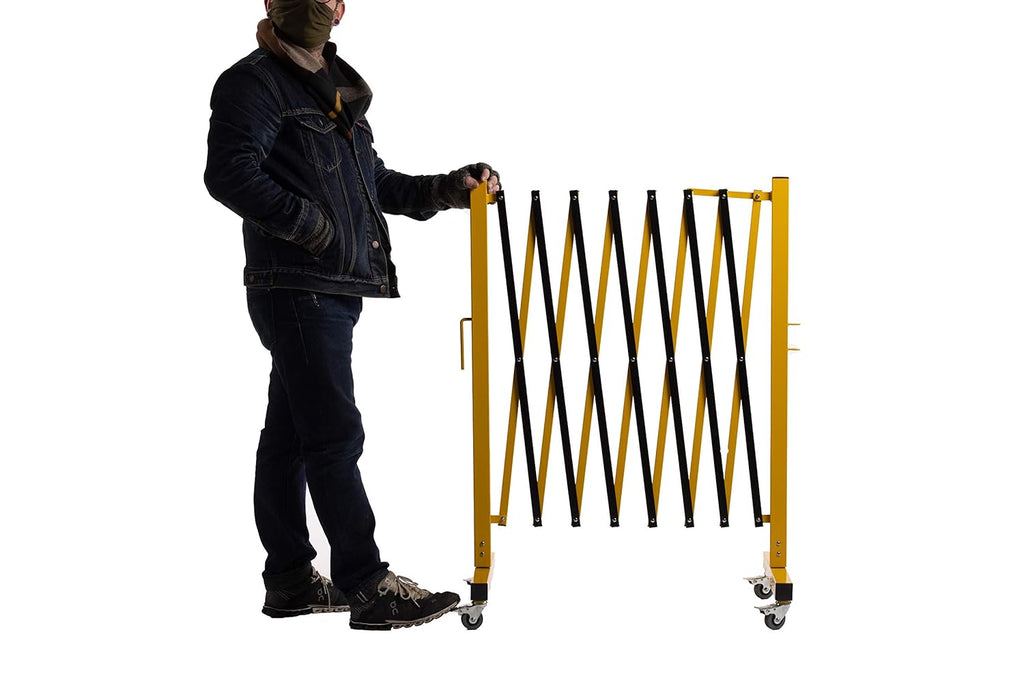 Expandable Metal Barricade, 11 Feet, Yellow and Black X903