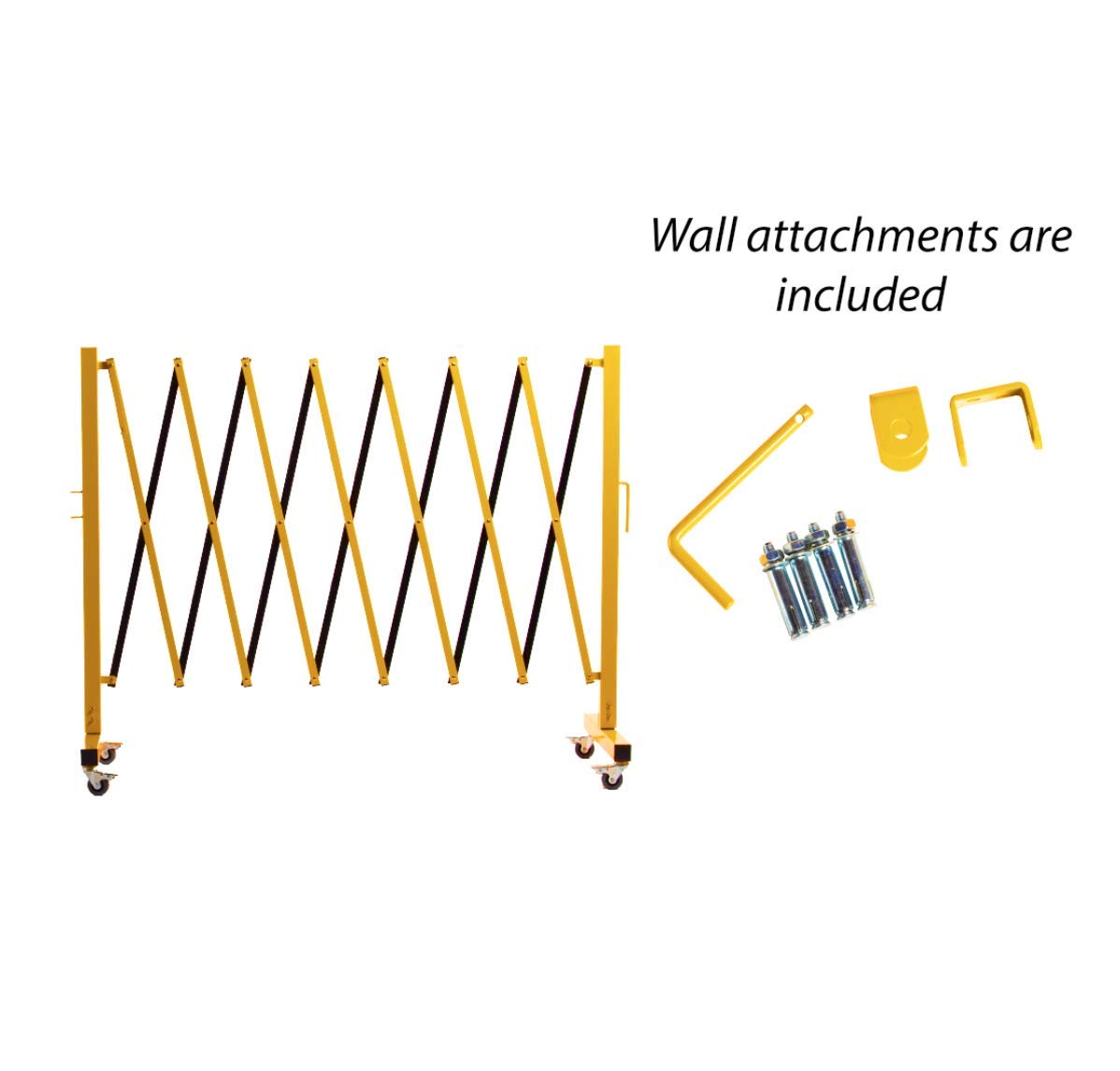 Expandable Metal Barricade, 11 Feet, Yellow and Black X903