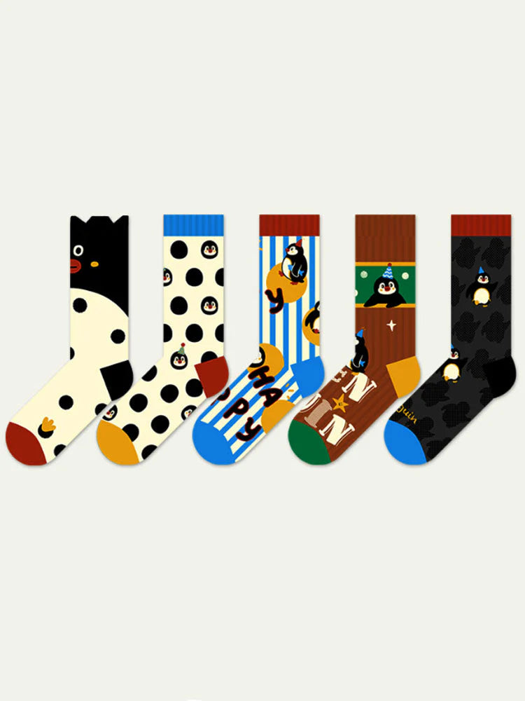 Cute Cartoon Penguin Polka Dot Socks V3157