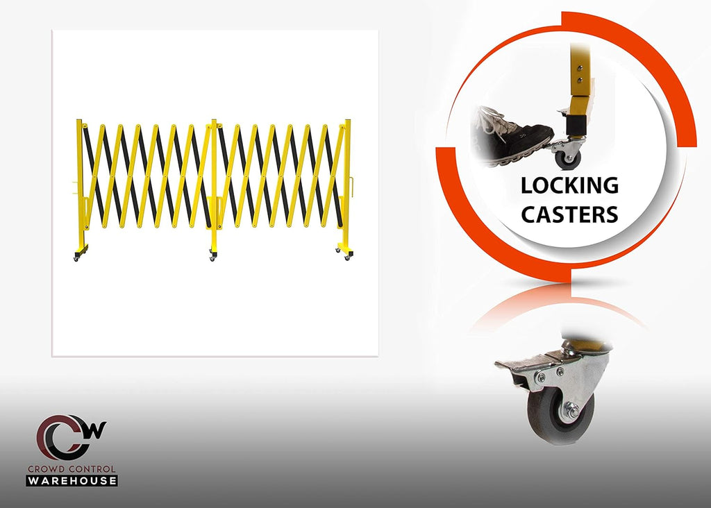 Expandable Metal Barricade, 11 Feet, Yellow and Black X903