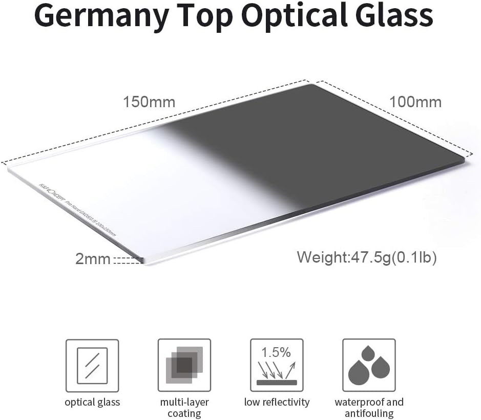 Hard Graduated ND8 100mm x 150mm Multi-Coated Optical Glass GND8 (0.9) Neutral Density Filter I589543