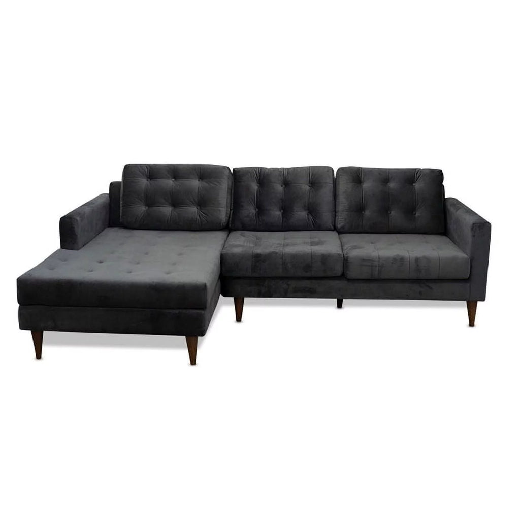 Velvet Sectional Dark Gray Sofa X1901