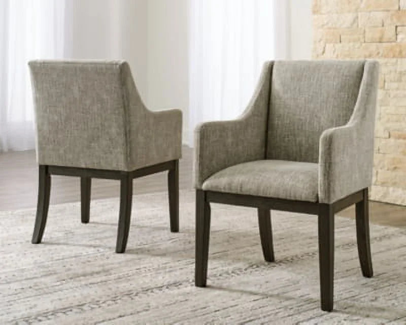Gray & Dark Brown Upholstered Arm Chair, Set of 2 Y4304