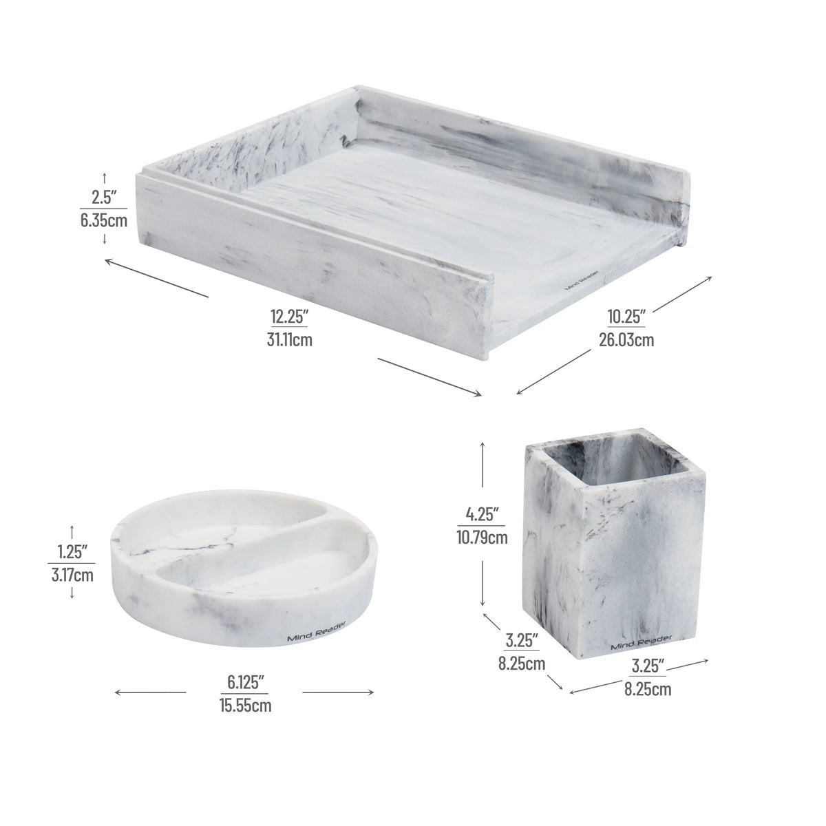 3 Pc White Resin Office Set C34978
