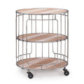 Three Tiered Metal and Wood Rolling Cart Q3694