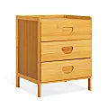 15" Natural Bamboo Bedside Table with 3 Drawers K95491