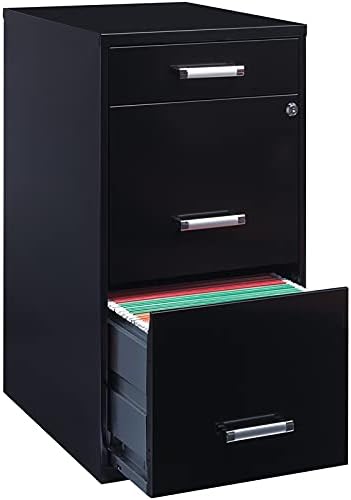 Black 18in. Deep 3 Drawer Metal File Cabinet S320