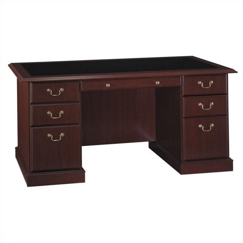 Cherry Wood Executive Desk with 3 File Drawers N6161