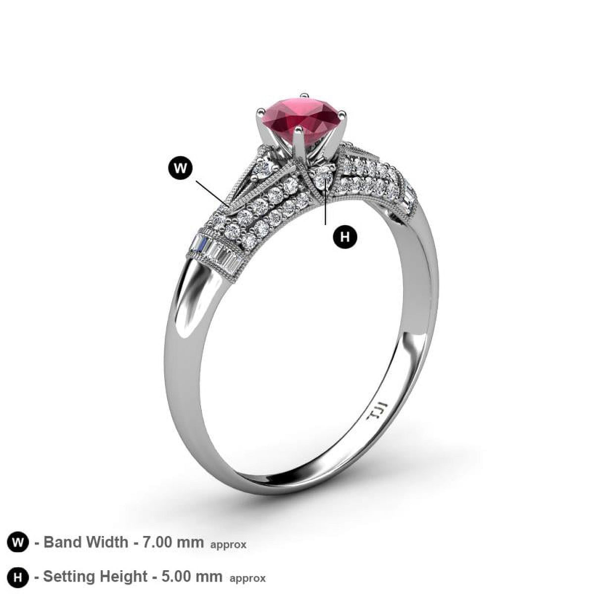 14K White Gold Round Rhodolite Garnet Diamond Engagement Ring H68320