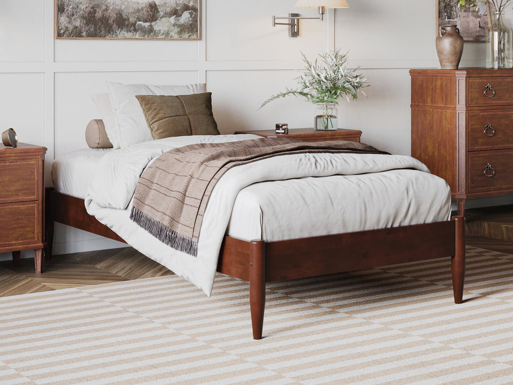 Espresso Solid Wood Platform Bed Twin XL U6837