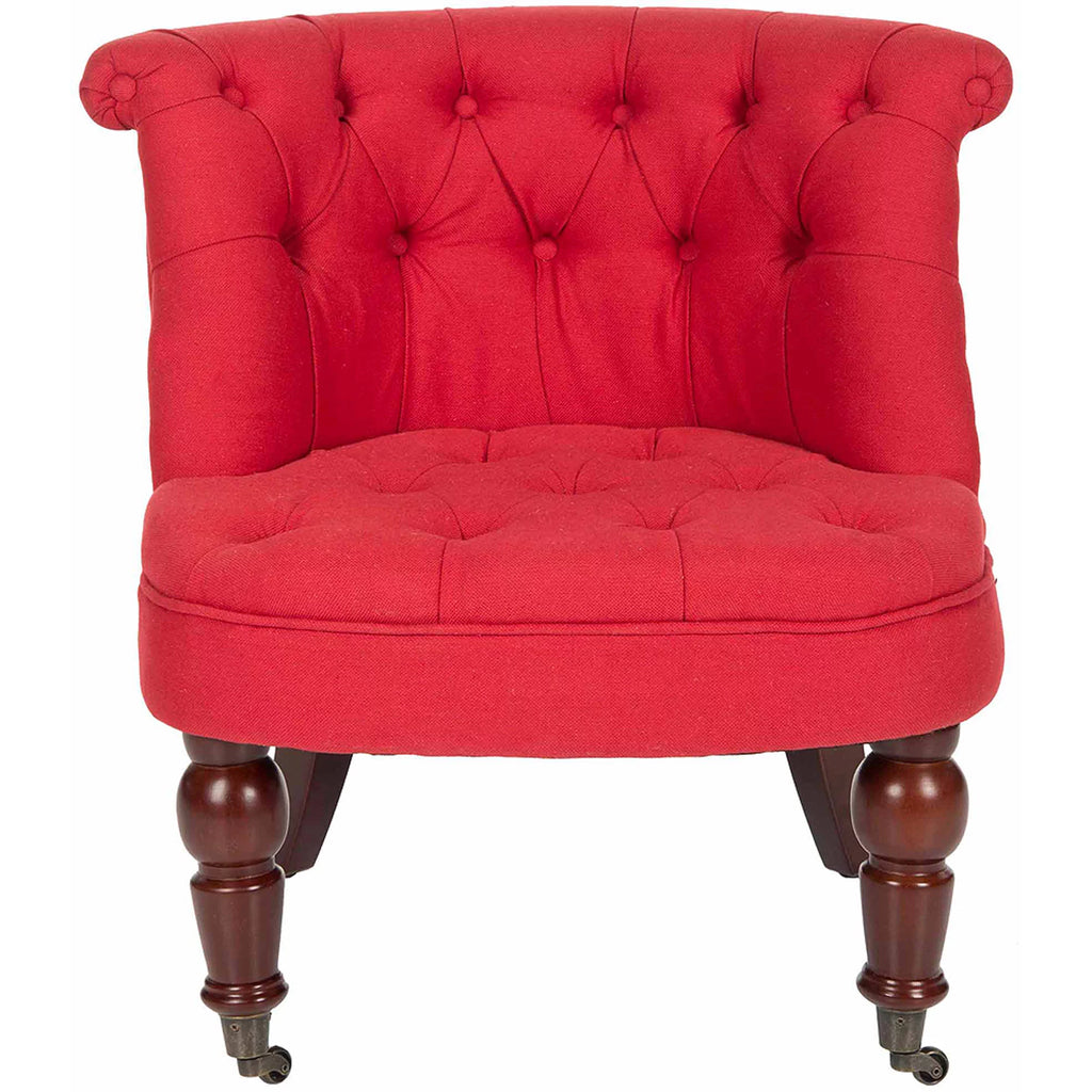 Cranberry Tufted Chair with Casters L54413