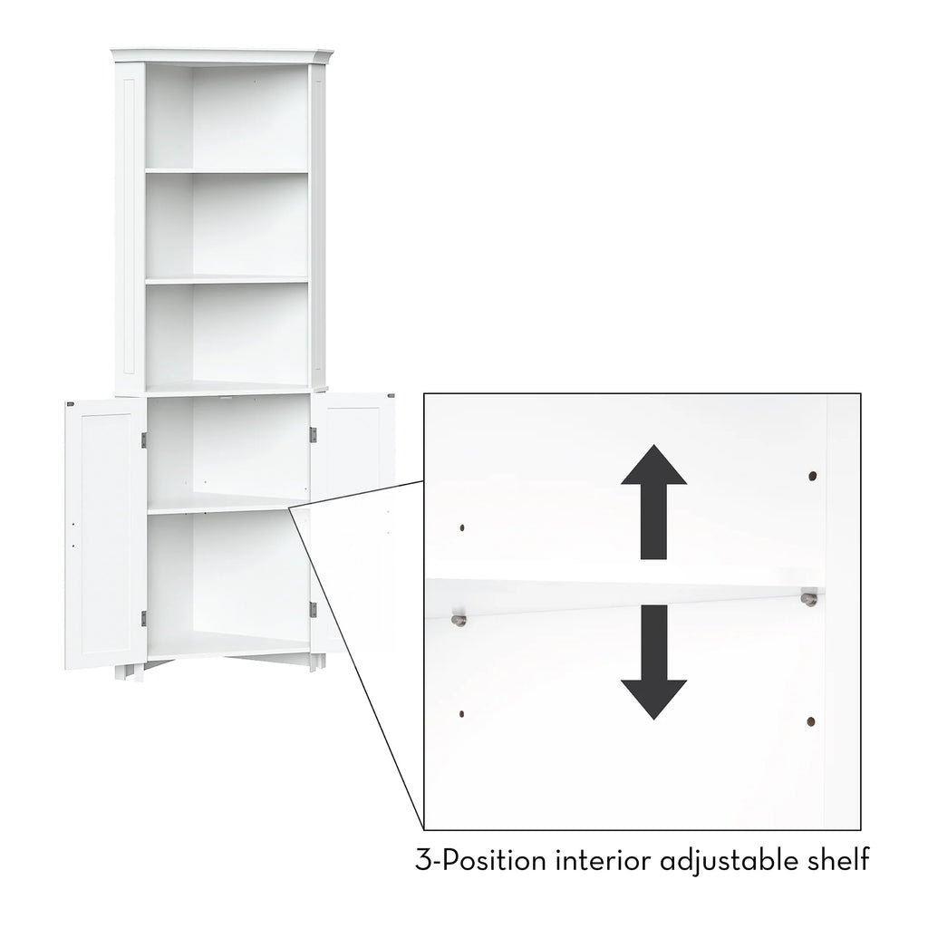 White Two-Door Corner Cabinet D626