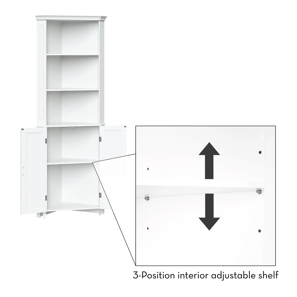 White Two-Door Corner Cabinet D626