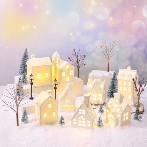 26 Pcs Ceramic Christmas Village Houses Figurine W812