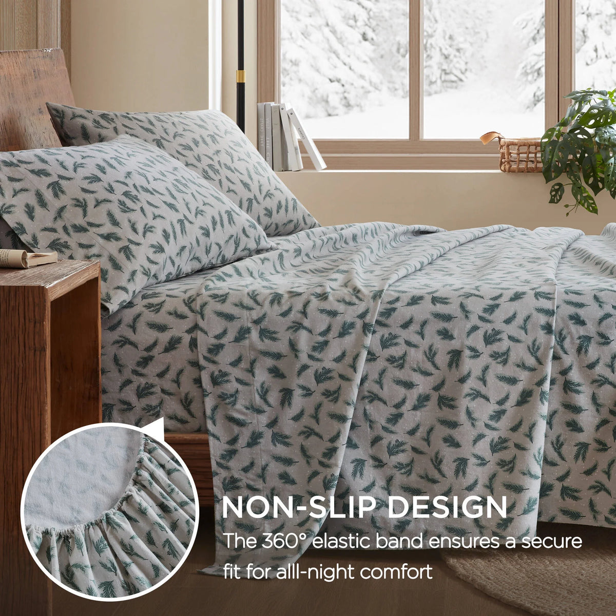 King 100% Cotton Flannel Printed Sheet Set X7681