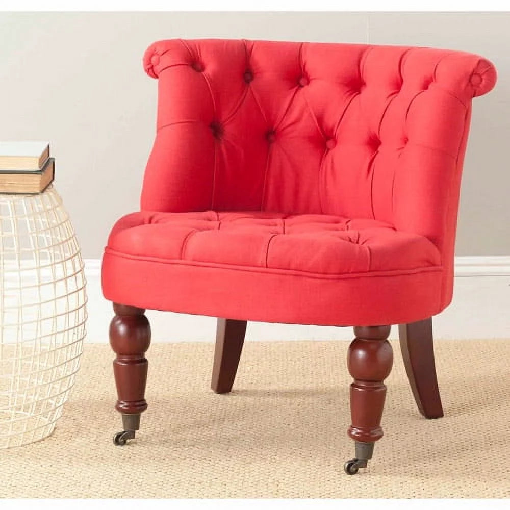 Cranberry Tufted Chair with Casters L54413