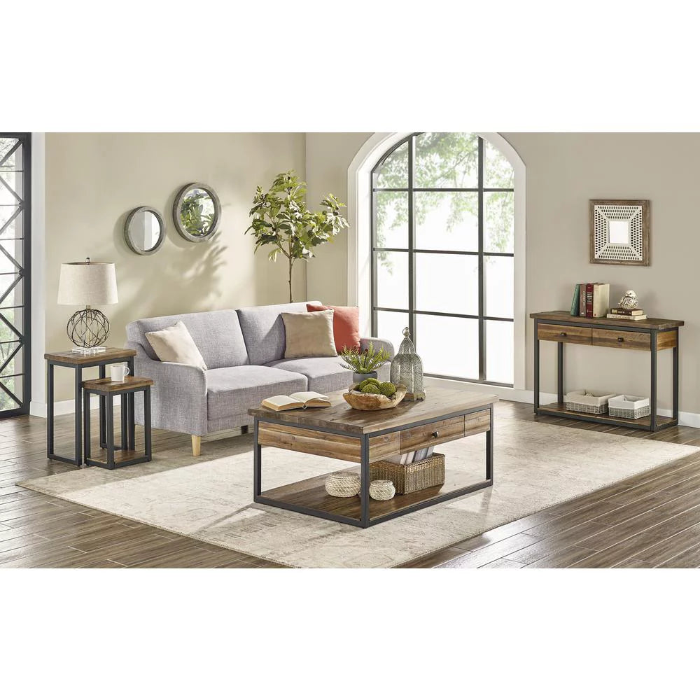 Rustic Wood Nesting End Tables Set of Two W985
