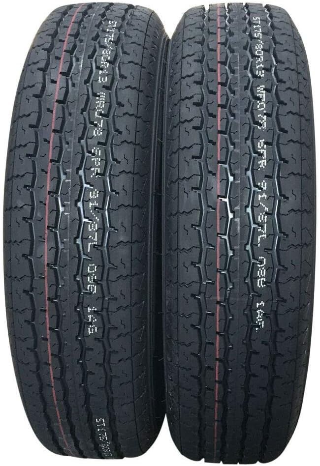13" Trailer Tire & Rim ST175/80R13 Load C 5 Lug White Spoke Pack of 2 V175734