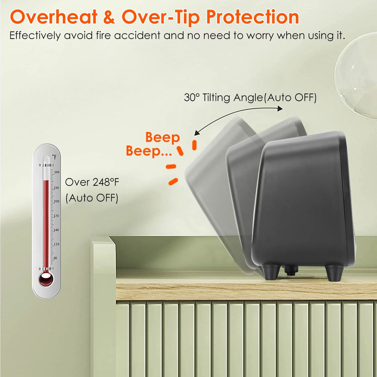 Space Heater with Tip-Over and Overheat Protection X10052