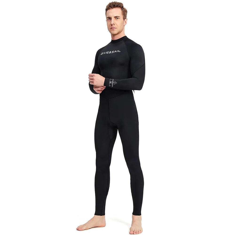 Men One Piece Swimsuit with Back Zipper Quick Dry Long Sleeve Surf Suit L21818
