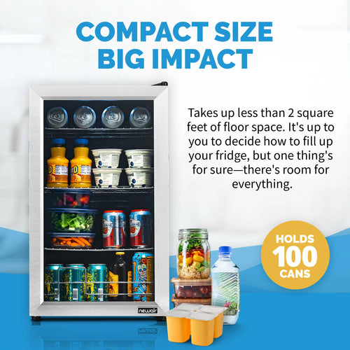 100 Can Stainless Steel Beverage Refrigerator Q9596