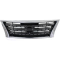 2013 Nissan Sentra Grille Assembly Plastic Chrome Shell Dark Silver Black Insert R611