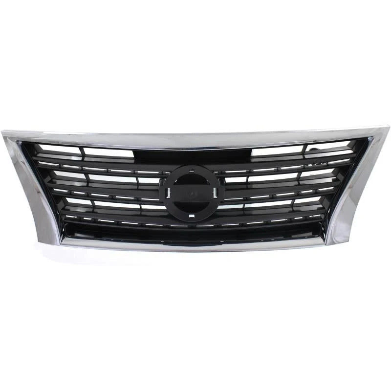 2013 Nissan Sentra Grille Assembly Plastic Chrome Shell Dark Silver Black Insert R611