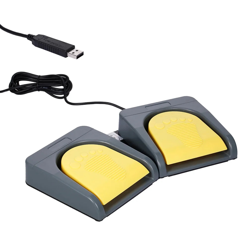 Grey USB Keyboard with Yellow String Pedal L6190