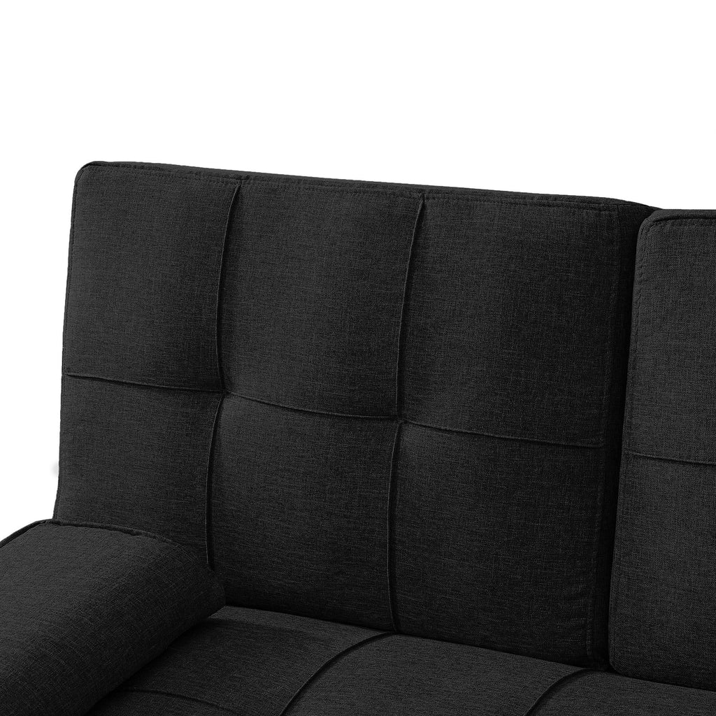 Convertible Folding Futon Sofa Bed with 2 Cup Holders Black K297591